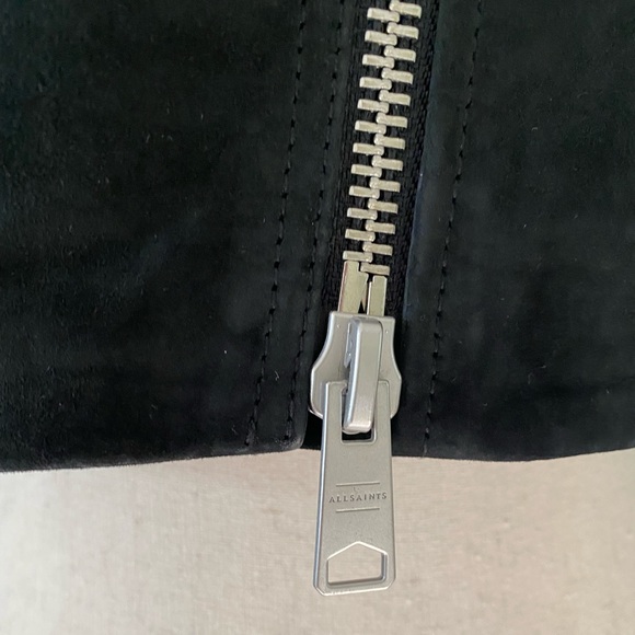 RARE Allsaints ELORA TASSEL genuine leather biker matte black jacket size 2 BNWT - Picture 3 of 15